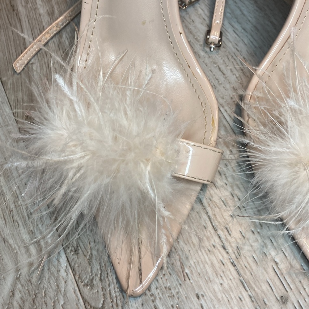 Cape Robbin feathered Women’s Peep Toe Feather Ankle Strap Sandals High … - Picture 10 of 12